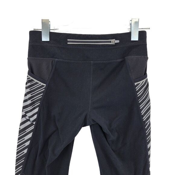 Athleta Leggings Black Silver Stripe Size XS Hip Pockets Reflective Details - Picture 4 of 10